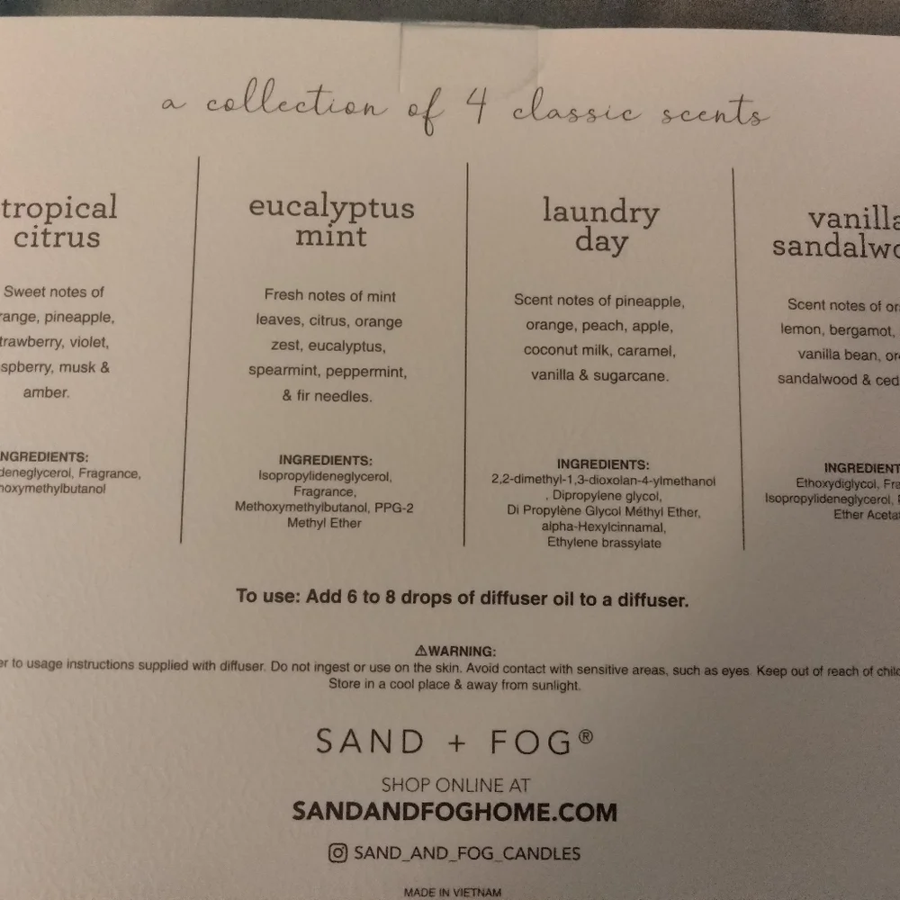 Sand & fog diffuser oils